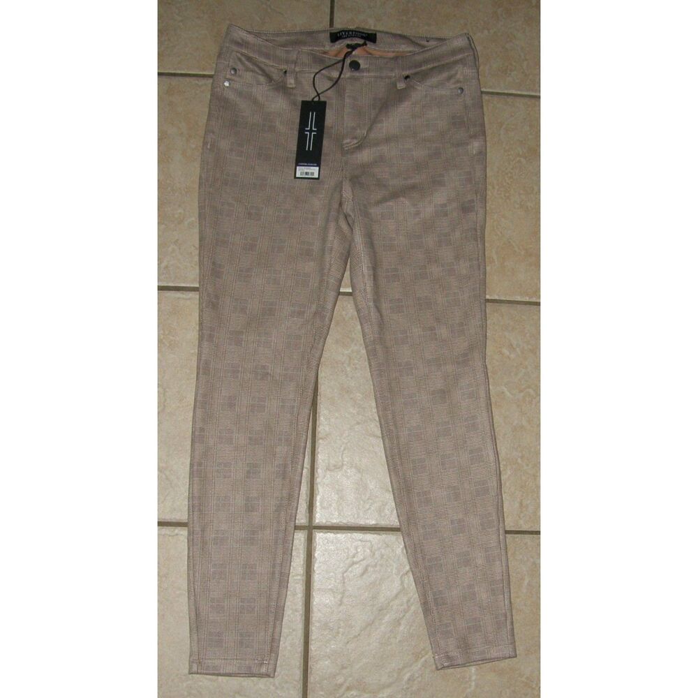 LIVERPOOL Light Tan Glen Plaid Sz 6 Super Soft Stretchy KELSEY Ankle Pants NEW